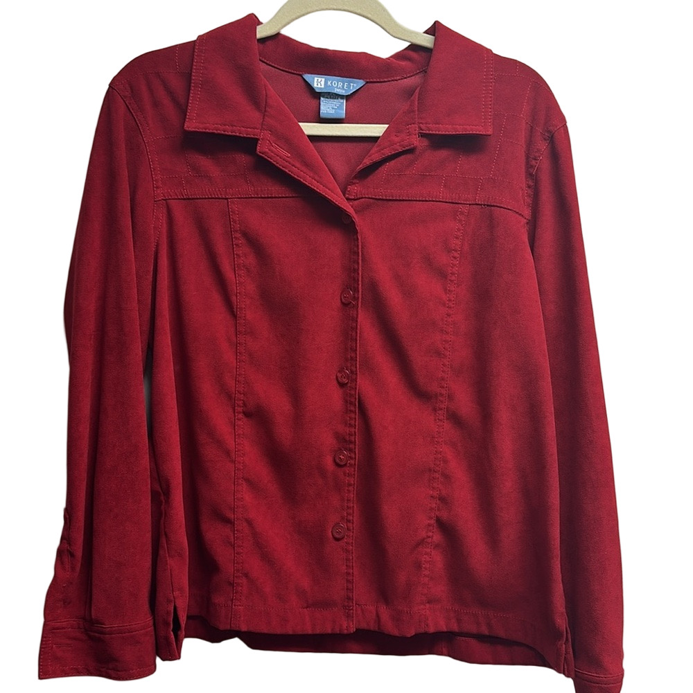 Koret Women's Red Button Down Shirt - Picture 3 of 9